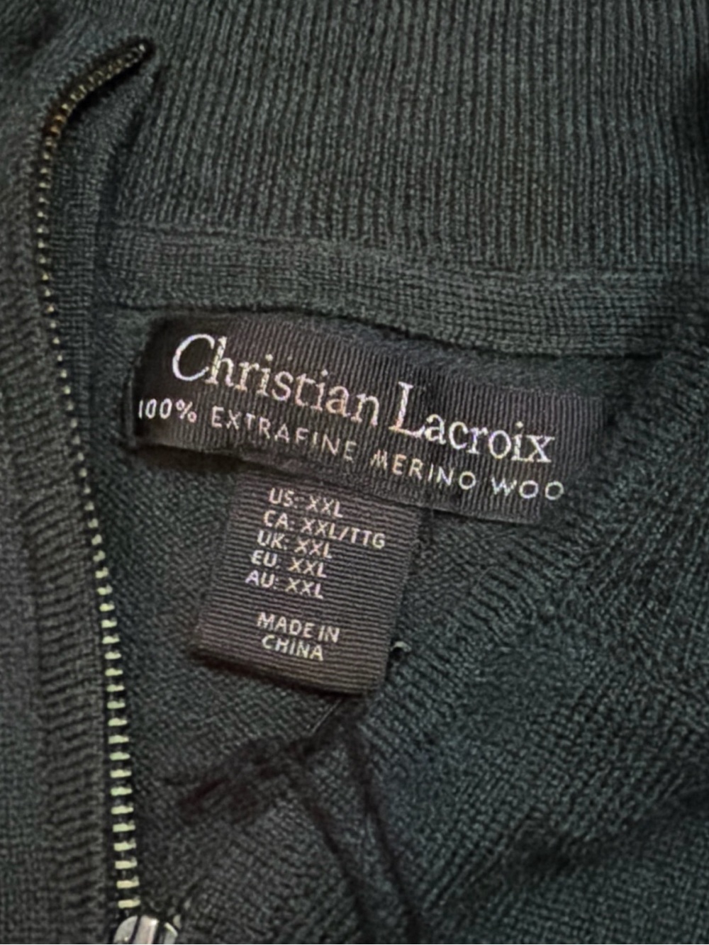 Christian Lacroix Men’s Black Half-Zip Pullover Sweater - Picture 6 of 8